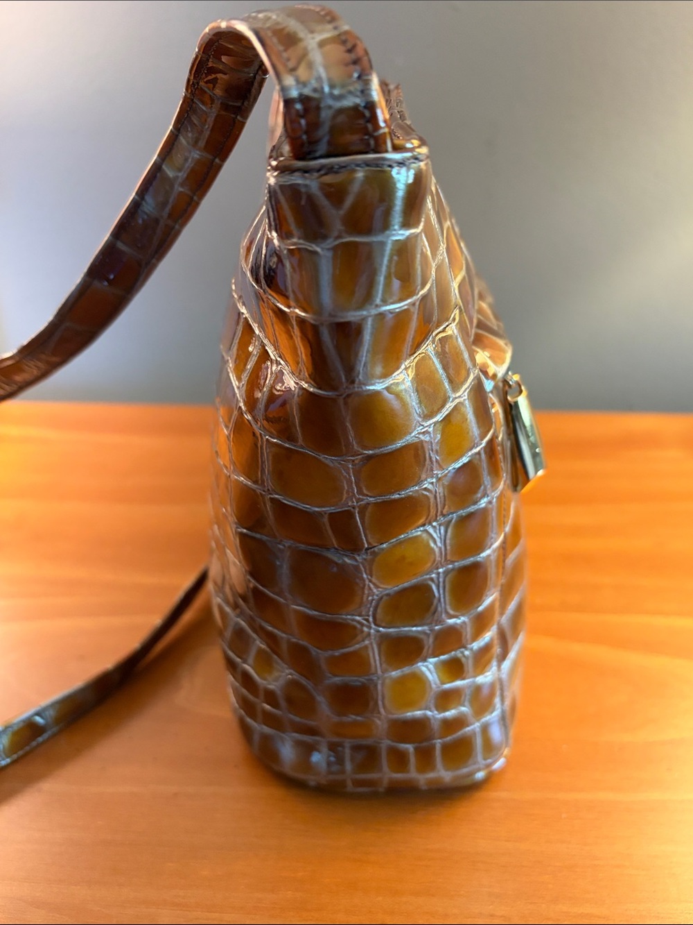 Frenchy of California Vintage 1970’s Crocodile-Embossed PVC Leather Shoulder Bag - Picture 11 of 13